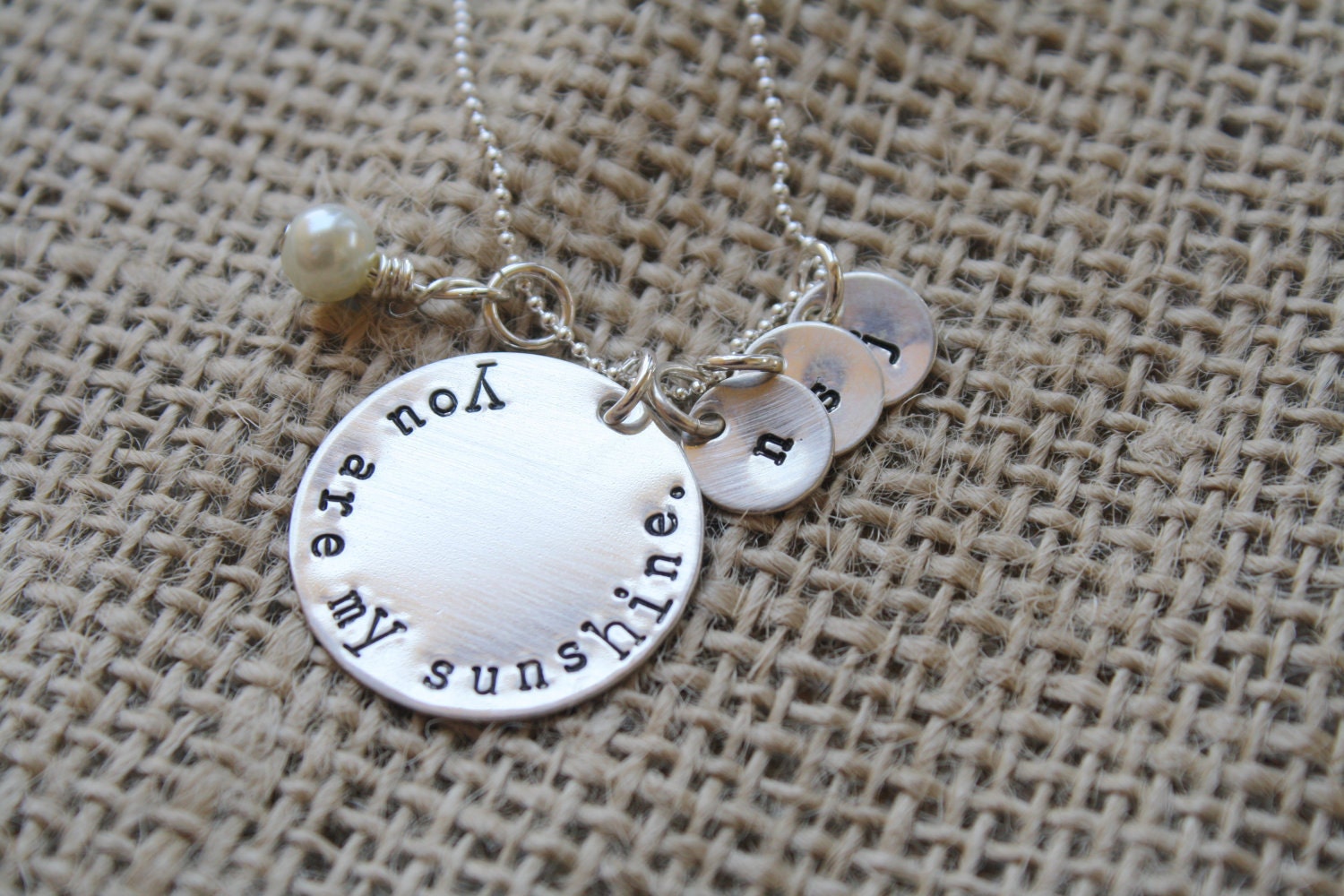 Reserved listing for Mary Mantell. Hand Stamped Sterling Silver Necklace - You are my sunshine