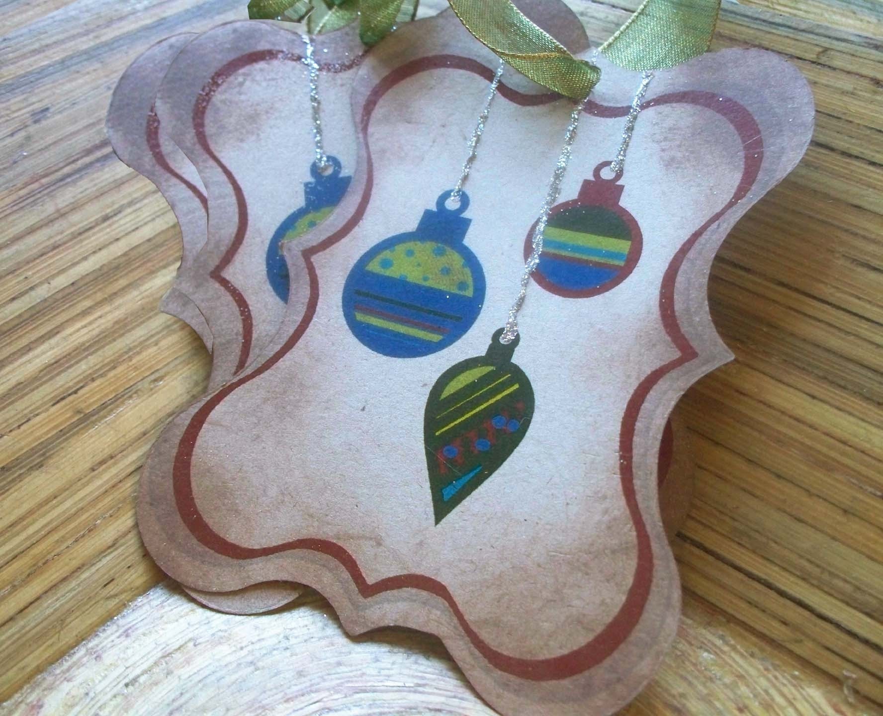 So Modernly Antique Die Cut Christmas Ornament Gift Tags-set of 8