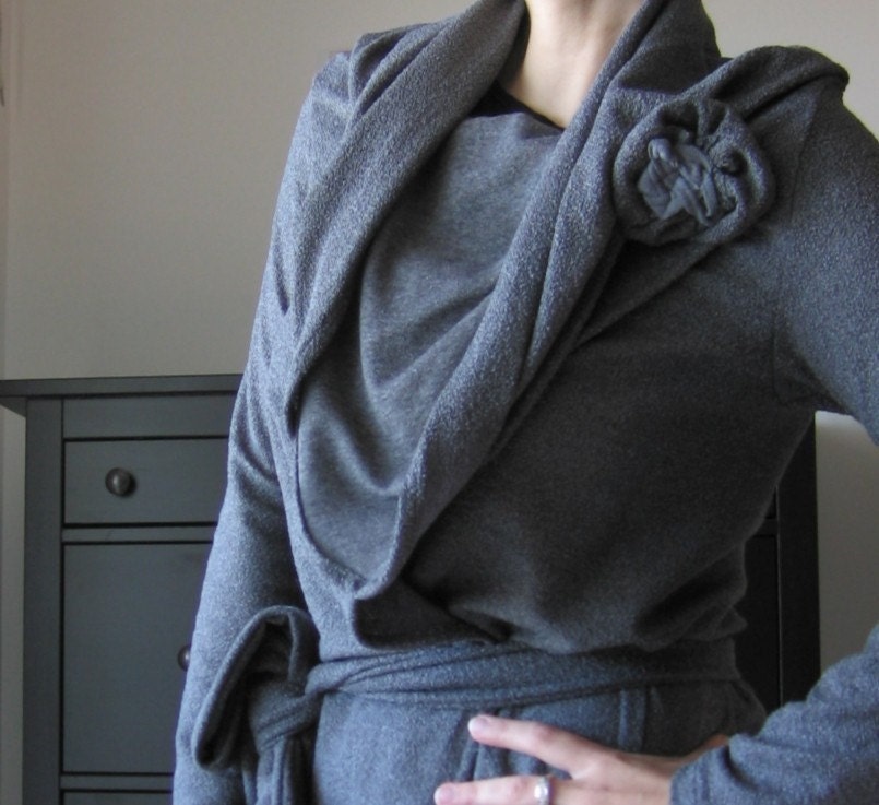 Shawl sweater in gray