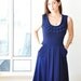 Sleeveless Pleated Neckline Bridesmaid Dress In Navy Blue, By Lirola