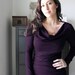 Cowl Neck Jersey Top. Shirred Blouse. Dark Purple ( plum )