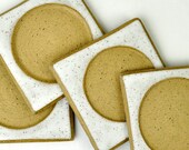 White Ceramic Drink Coasters (Set of 4) handmade stoneware trivets
