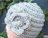 CROCHET PATTERN, no. 123, Grey Unisex hat, young teen (age 12 to adult) sizes included