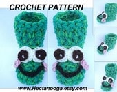 Crochet PATTERN FROG bootie slippers num 368 all sizes from Newborn to Adult. men's Large... Permission to sell your finished boot slippers