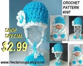 CROCHET PATTERN hat, num. 397, Shop Special  blue hat with ties.... newborn to adult.. photo prop, Instant download