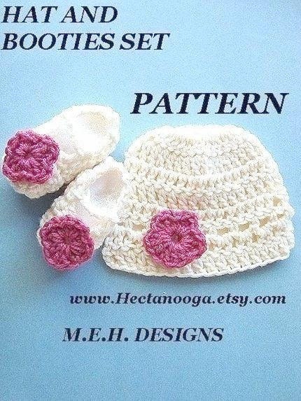 hat, booties, CROCHET PATTERN, number 165, , Hat and Booties set , You are my sunshine hat and booties set.  newborn to age 5