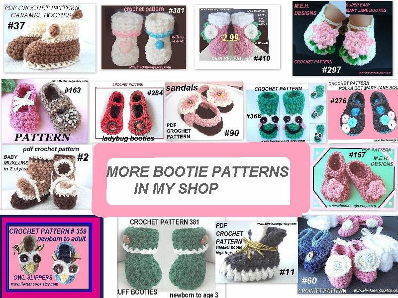 CROCHET PATTERN supplies  num 64, booties, 15 Minute Booties   Easiest Bootie Pattern in the World,  Beginner level.