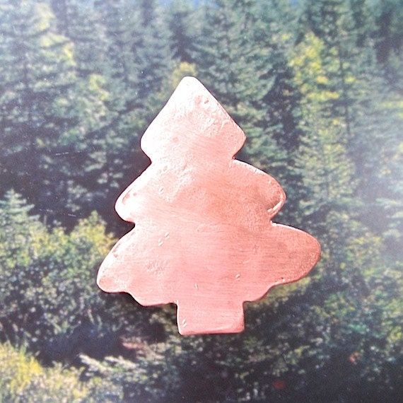 Rustic Copper Tree Brooch Primitive Metalwork Evergreen Wearable Art Made in Maine
