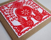 Heart and Doves Card - Gocco Screen Printed
