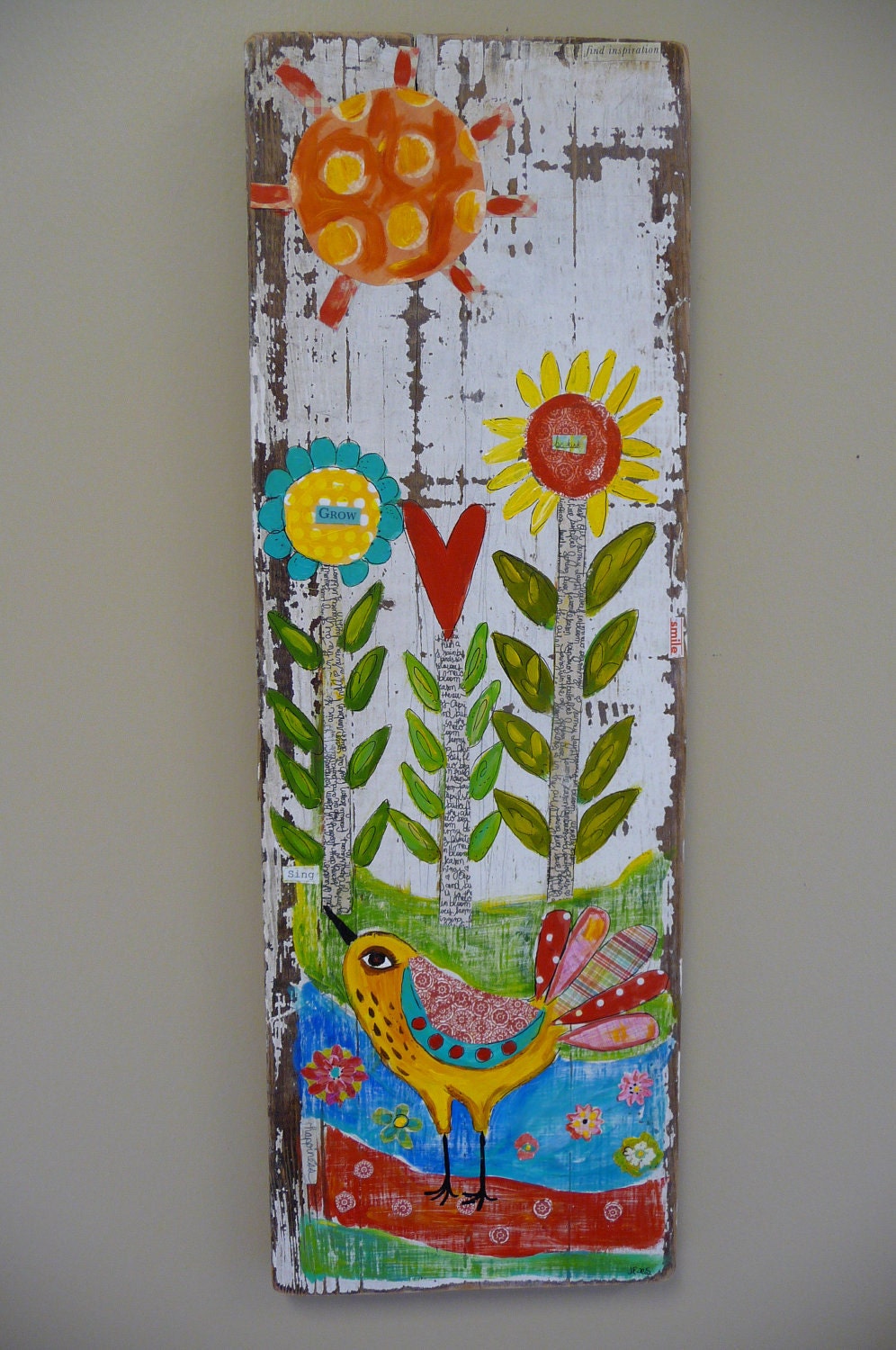 Special Listing for Micky Original Mixed Media Repurposed Wood
