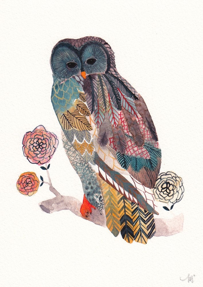 Blue Owl - Small Archival Print