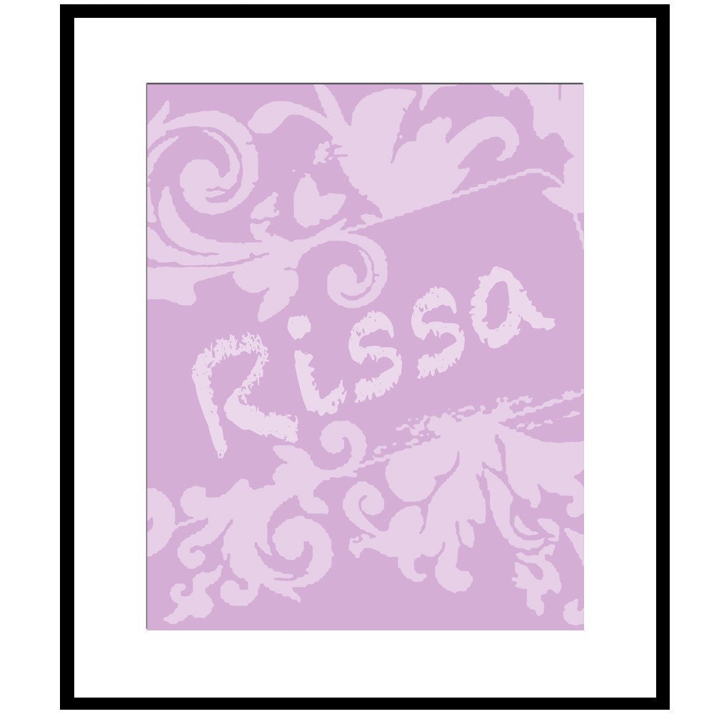 Modern Nursery Childrens Art - Personalized 8x10 Name Print - Tattoo Artist Inspired Design - Choose Your Color
