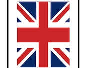 Union Jack Flag - 8x10 Classic British Print - Choose Your Colors - Shown in Red, White, and Navy Blue - England, United Kingdom, Europe