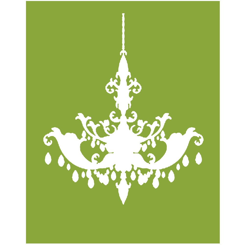 Modern Chandelier Silhouette - 8x10 Print - Choose Your Colors - Shown in Avocado Green, White, Hot Pink, Black, Cream, Gray, and More
