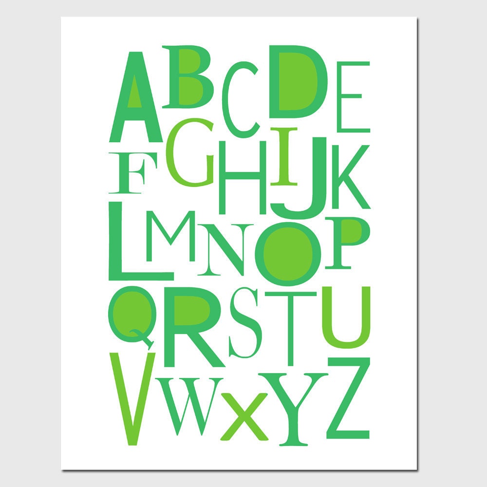Modern Alphabet - 11x14 Print - Kids Wall Art for Nursery or Playroom - ABC - Choose Your Colors