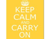 Keep Calm and Carry On - 11x14 Inspirational Popular Quote Print - Choose Your Colors - Shown in Yellow, Gray, Petal Pink, Orange, and More