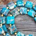 Yasmin - Chunky 16mm Aqua Blue Imperial Jasper Square Gemstone Beaded Necklace