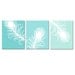 Modern Peacock Feather Trio - Set of Three 8x10 Coordinating Prints - Choose Your Colors - Shown in Aqua Green Ombre