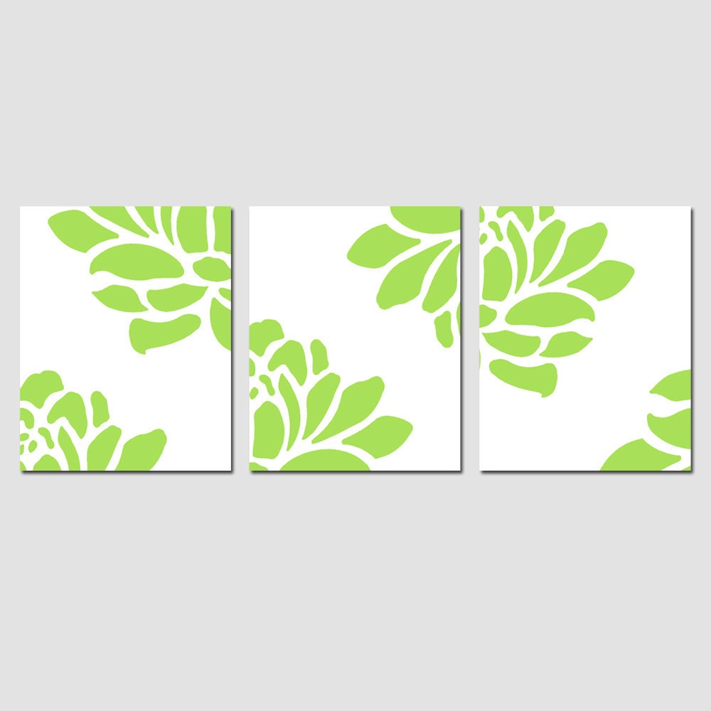 Modern Floral Trio - Set of Three Large Scale Floral 8x10 Prints - Choose Your Colors - Shown in Yellow, Aqua, Green, Pink, and More