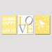 Modern Nursery Trio - Set of Three 8x10 Prints - You Are My Sunshine, LOVE Typography, Bird on a Branch - Yellow, Gray, White, and More