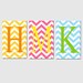 Modern Chevron Monogram Trio - Set of Three 11x17 Customizable Zig Zag Chevron Initial Prints - Choose Your Colors - Kids Wall Art