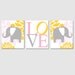 Modern Elephant Love Trio - Set of Three 8x10 Nursery Prints - Choose Your Colors - Shown in Soft Pink, Gray, Yellow, White