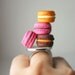 French Macaroon Overdose Ring in polymer clay food jewelry miniature
