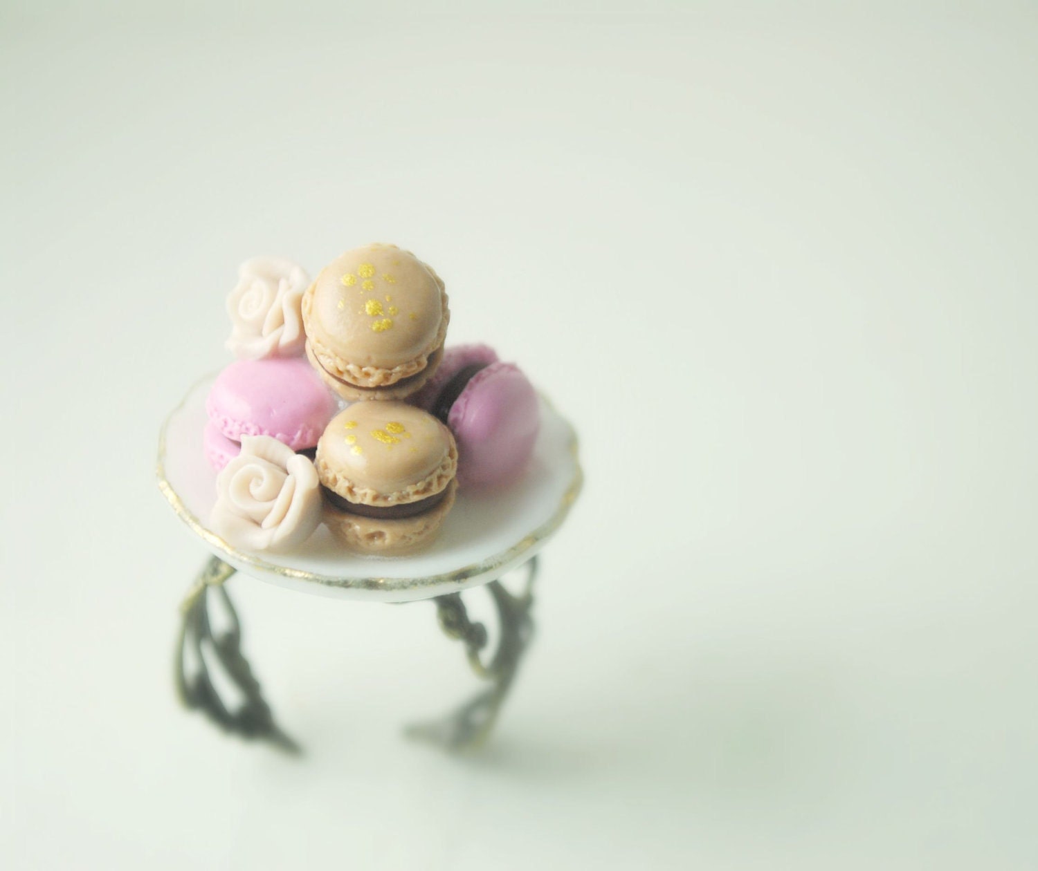 Those Classy French Macaroons Ring in Polymer Clay Food Jewelry