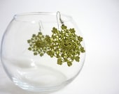 Little Moons Crocheted earrings in olive green
