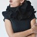 Nuno felted ruffle shawl / wool wavy scarf Black elegance Eco fashion For stylish gothic weddings, any special occasion or everyday wear