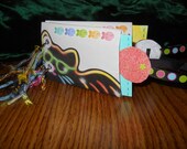 8 pg NEON KITTY HANDPAINTED Handmade PurseSize Album Pet School Kid Pics Keepsake Memories