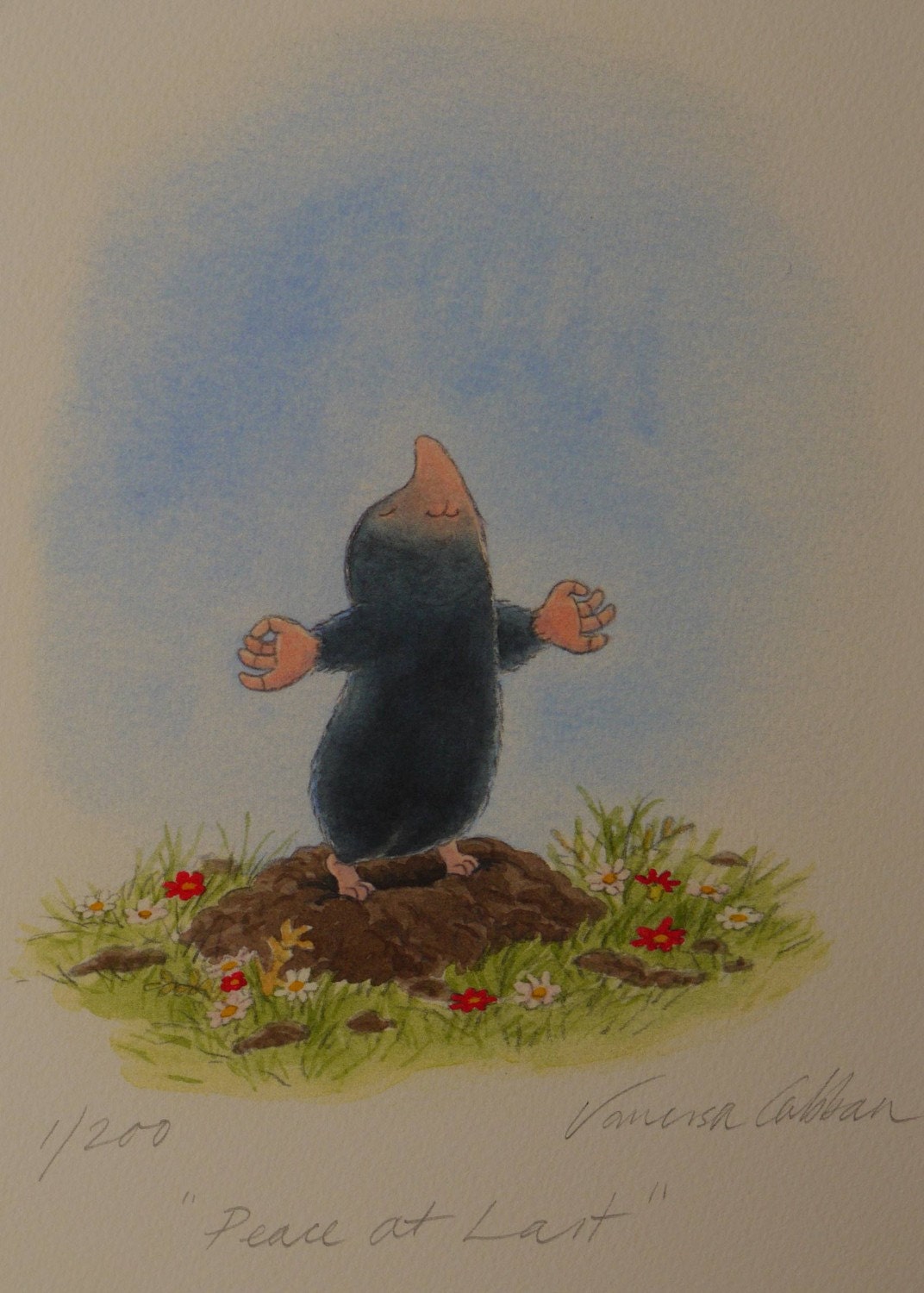Limited edition Giclee print, titled 'Peace at Last'