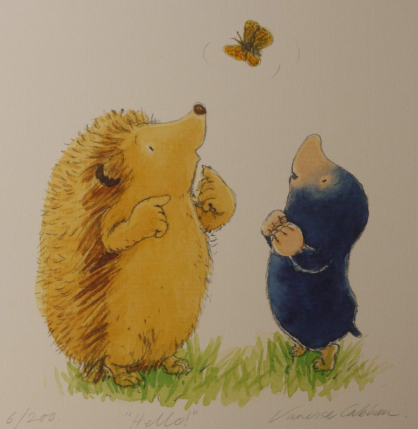 Limited edition laser print, titled  'Hello'