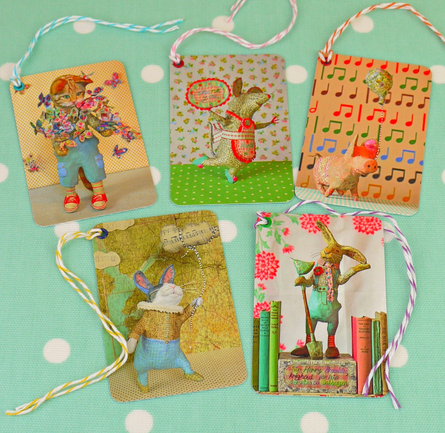 Five Greetings Card Tags