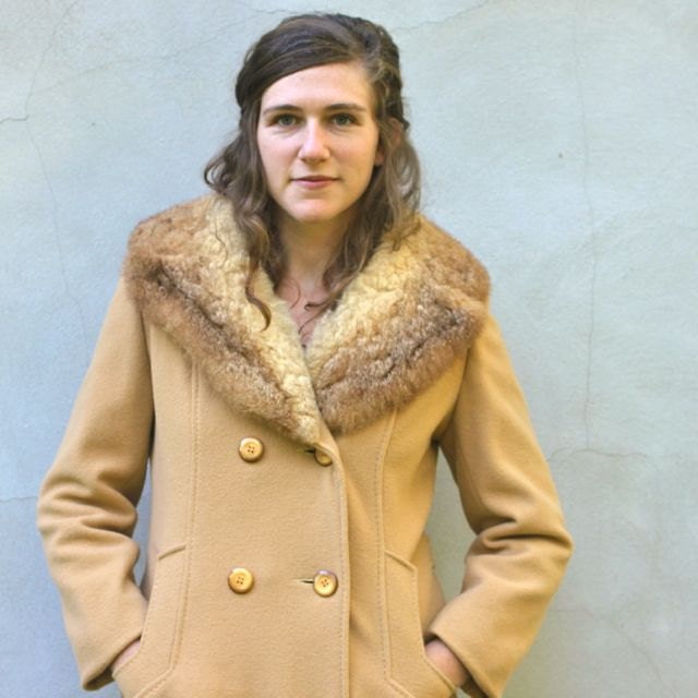 vintage MINK COLLAR wool coat. M