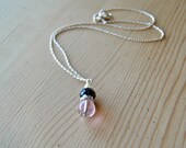 Simple Sentiments Necklace - blue crystal, white pearl, pink glass