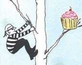 11 x 17 Illustration Print - Burglars and Cupcakes