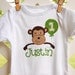 personalized birthday onesie or toddler shirt for boy or girl, short sleeved, monkey, duck, caterpillar, or design of your choice