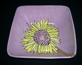 Bistro Style Serving Dish Purple and Yellow Gerbera