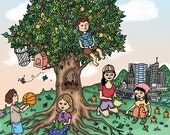 5x7 Custom Family Portrait - Original illustration, art print size, family, couples, children, pets