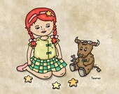 Taurus Mo Art Print 5 x 5 inches by Helena Tay, signed edition, zodiac sign, horoscope