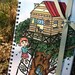 Treetop Home In Dusk Notebook Sketchbook - 50 bound pages recycled paper, for school, journal