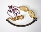 Barred Necklace - vintage assemblage - mixed metal - tribal abstract - asymmetrical - By Corrieberry Pie