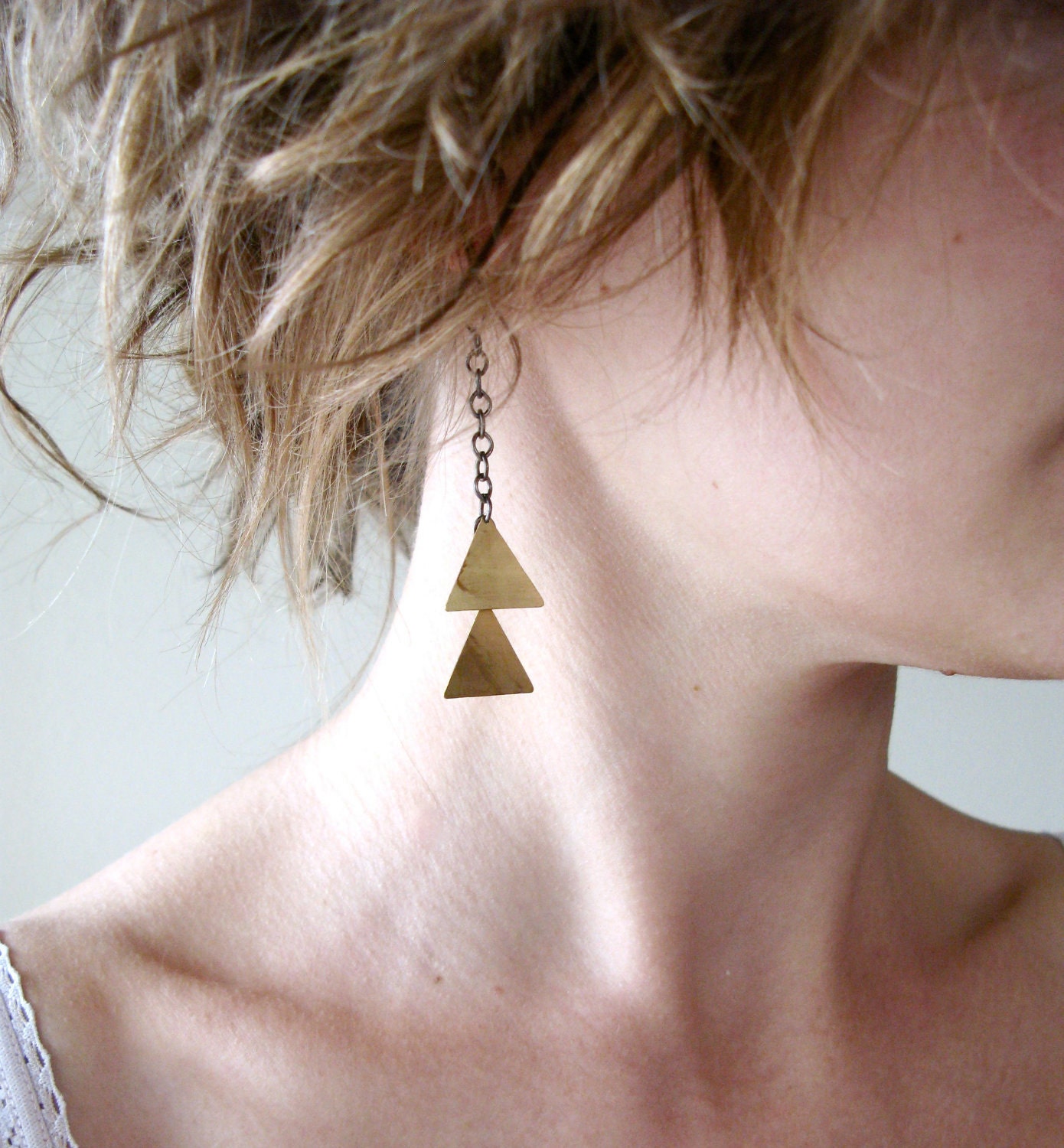 Triangulation Earrings - double triangle - tribal - geometric chevron - By Corrieberry Pie