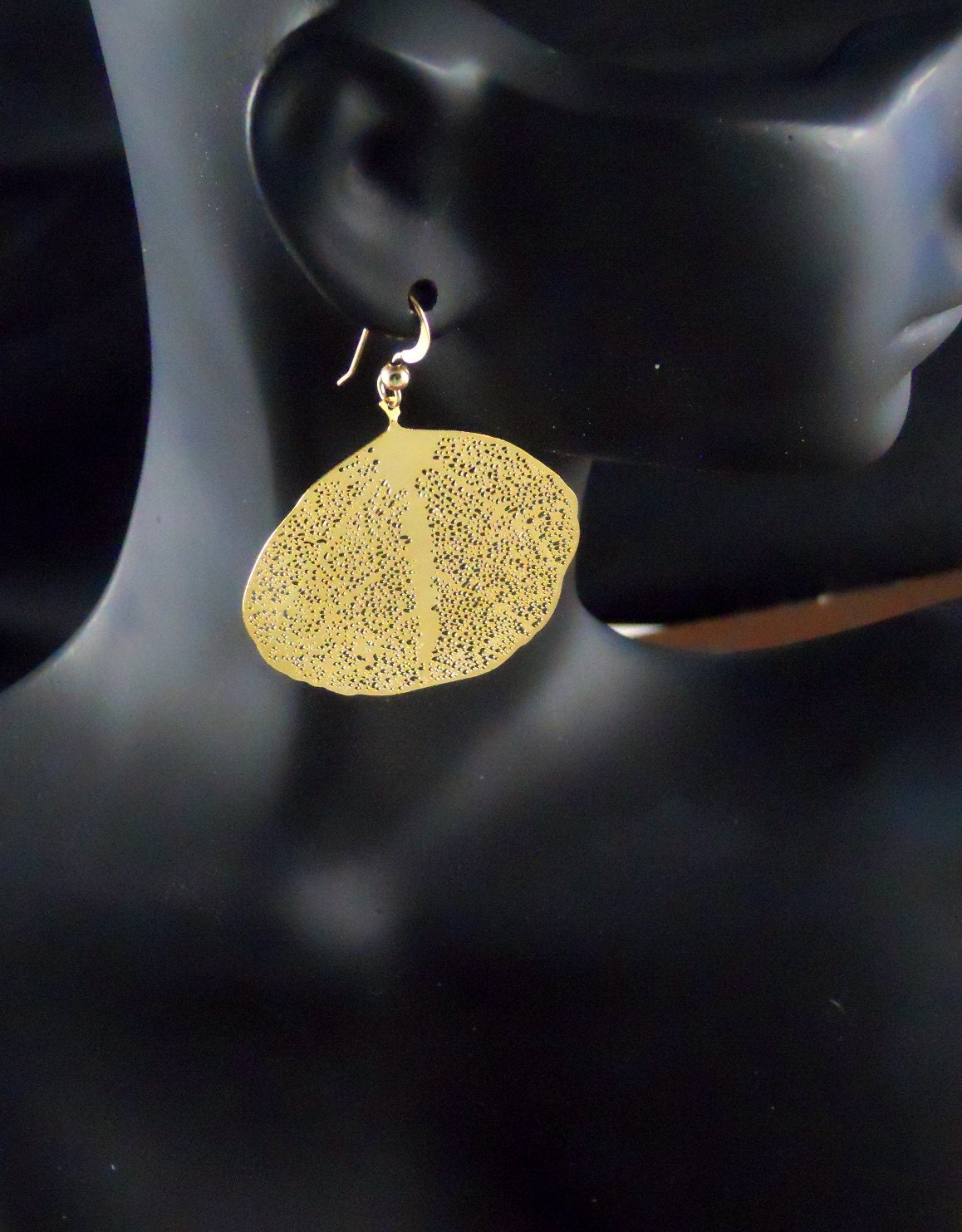 Sale Gold Plated 14K Gold Filled Ear Wires Filigree Leaf Earrings