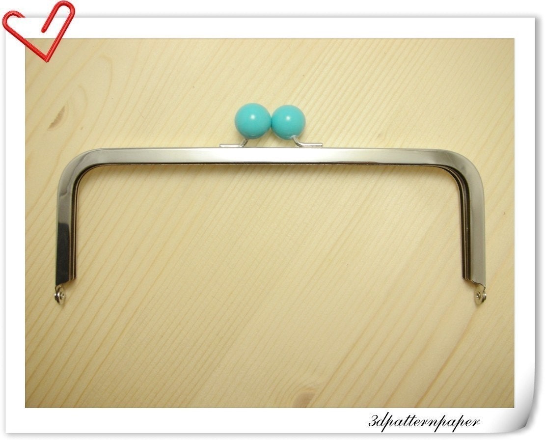 8 inch x 3 inch Blue bobble Nickel purse frame (without loops) purse making supplies Y1K