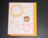 Handmade PaperArt Girl with Bottle Congratulations Greeting Card, Stampin Up Image, Blank Inside, Personalize, New Baby Card