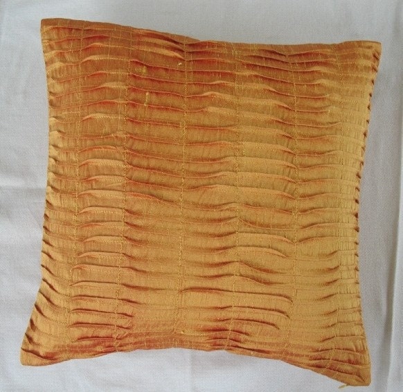 Gold pillow 16 inch textured pillow silk orange pillow