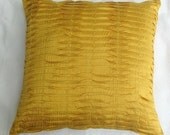 Saffron yellow art silk pintuck cushion cover 16 inch decorative throw pillow cover set of 2