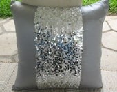 gray silk taffeta cushion cover with sequin embellisment  18 inches